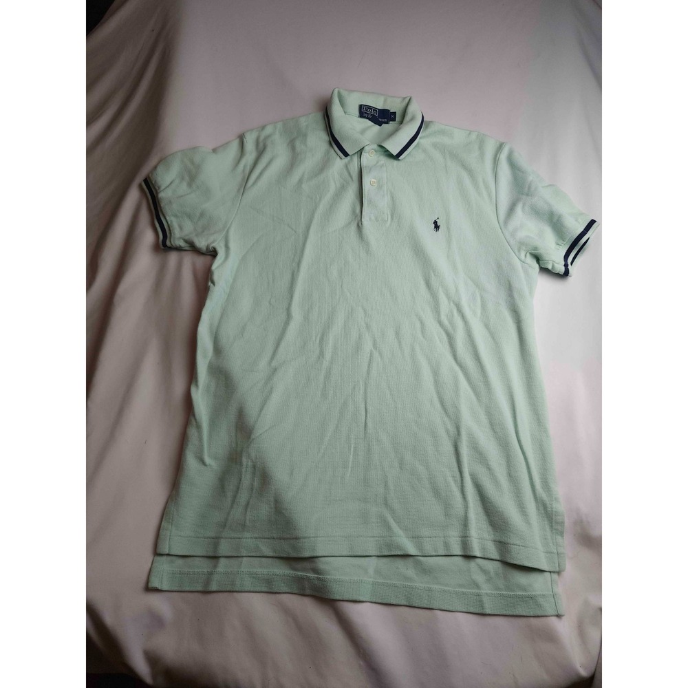 Polo Ralph Lauren Polo Shirt Mens Medium Green Knit Tipped Collar Short Sleeve